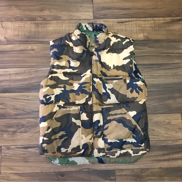 Vintage Western Field Hunting Vest Zip Camo Reversible Sz M Mens - Picture 1 of 6